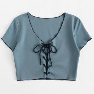 Lace up crop tee